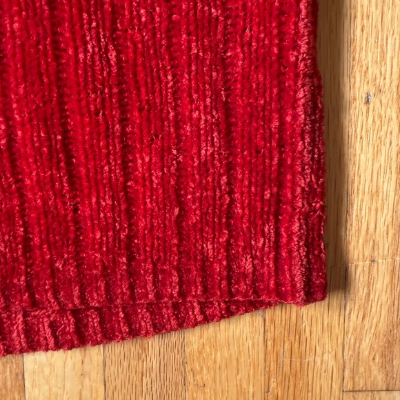 Vibrant Red Y2K 90s Chenille Knit Cropped Top - Picture 6 of 9